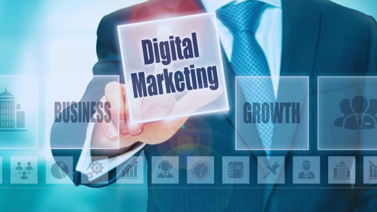 Business professional selecting a digital marketing option on a virtual screen symbolizing online business growth at a digital marketing agency in Kendall.